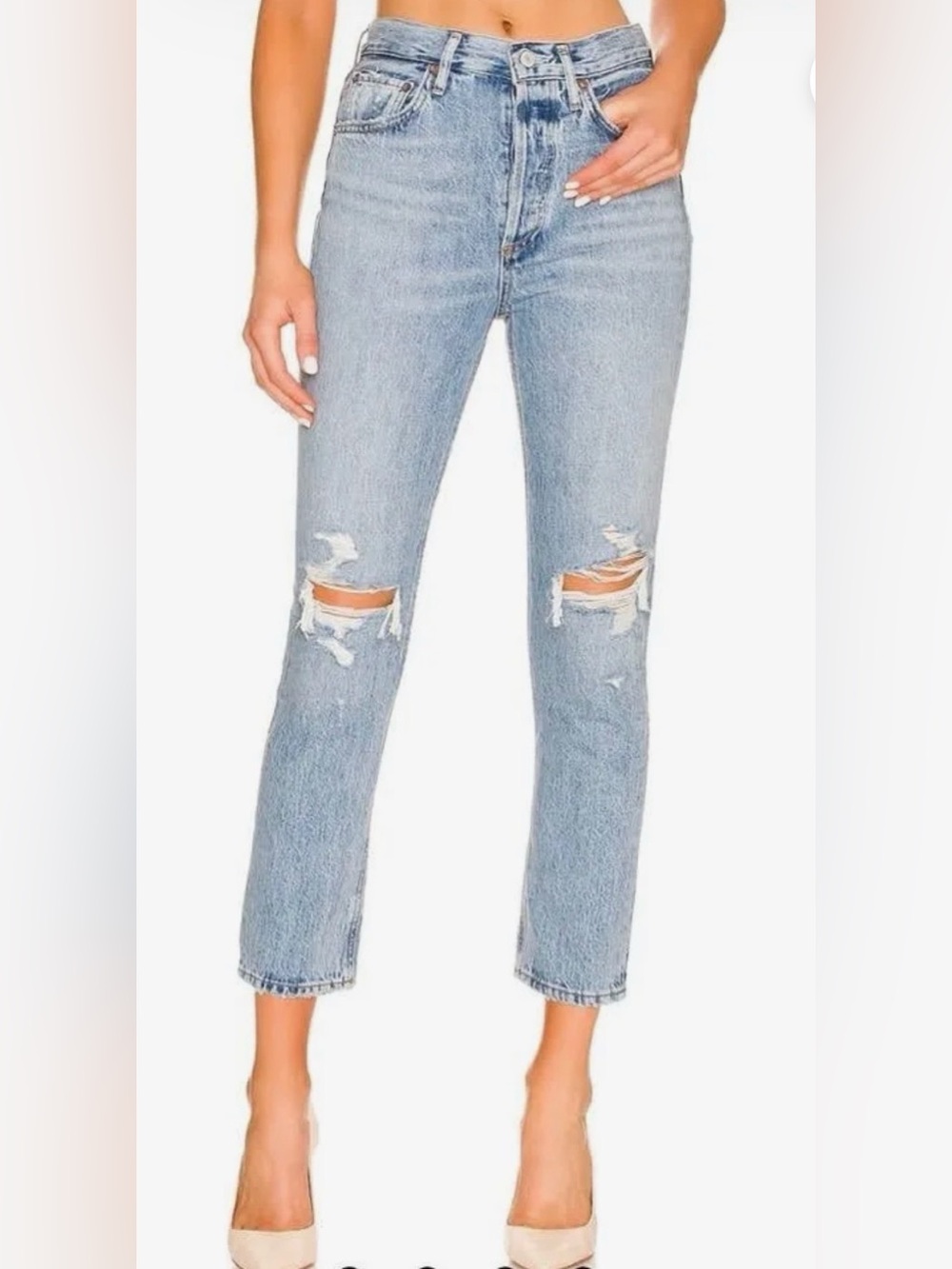 AGOLDE Riley, Highrise, Ripped, Straight Cropped Jeans